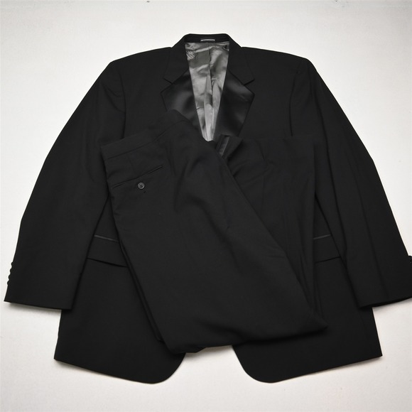 Stafford Essentials 48R 42x30 Black 100% Wool Mens Jacket Pants Tuxedo